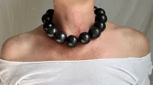 Barro Negro & Silver Necklace. Oaxacan Black Clay. Sterling Silver. 0887