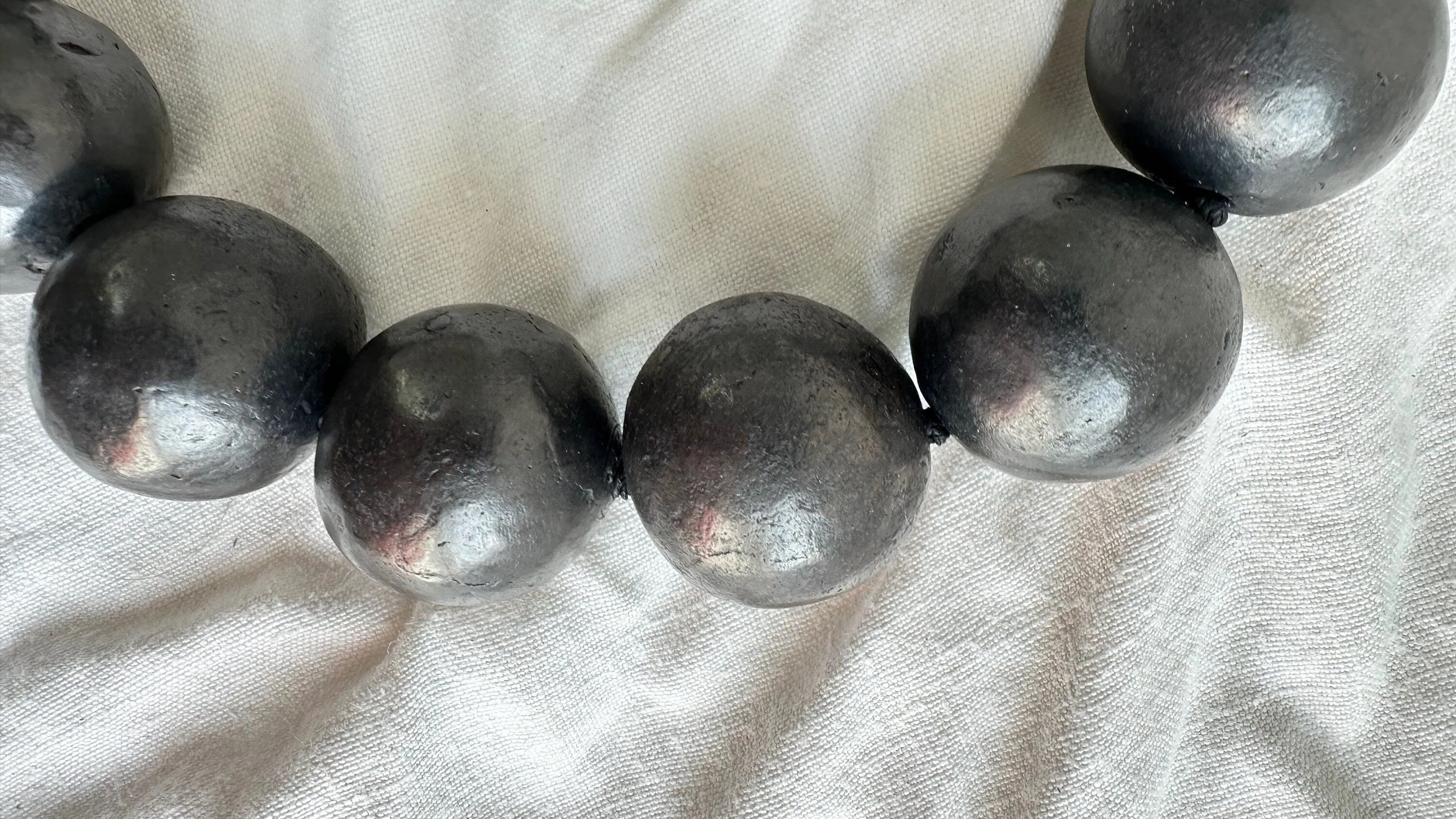Barro Negro & Silver Necklace. Oaxacan Black Clay. Sterling Silver. 0887