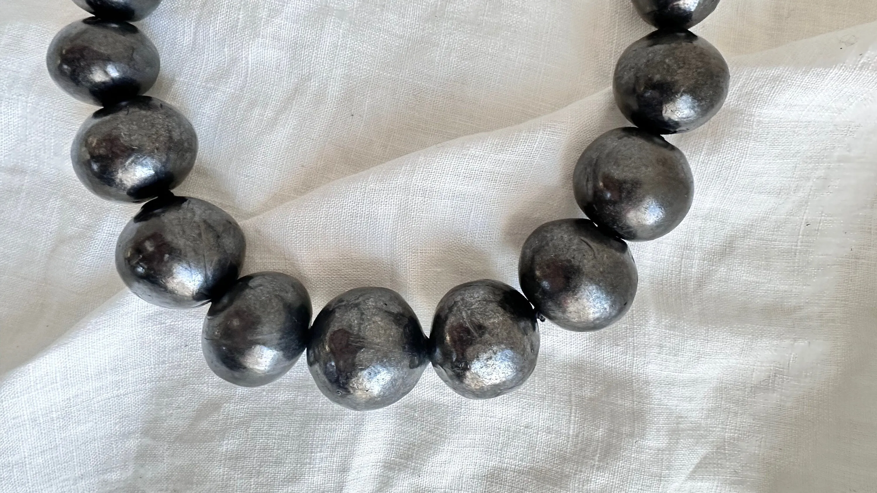 Barro Negro & Silver Necklace. Oaxacan Black Clay. Sterling Silver. 1352