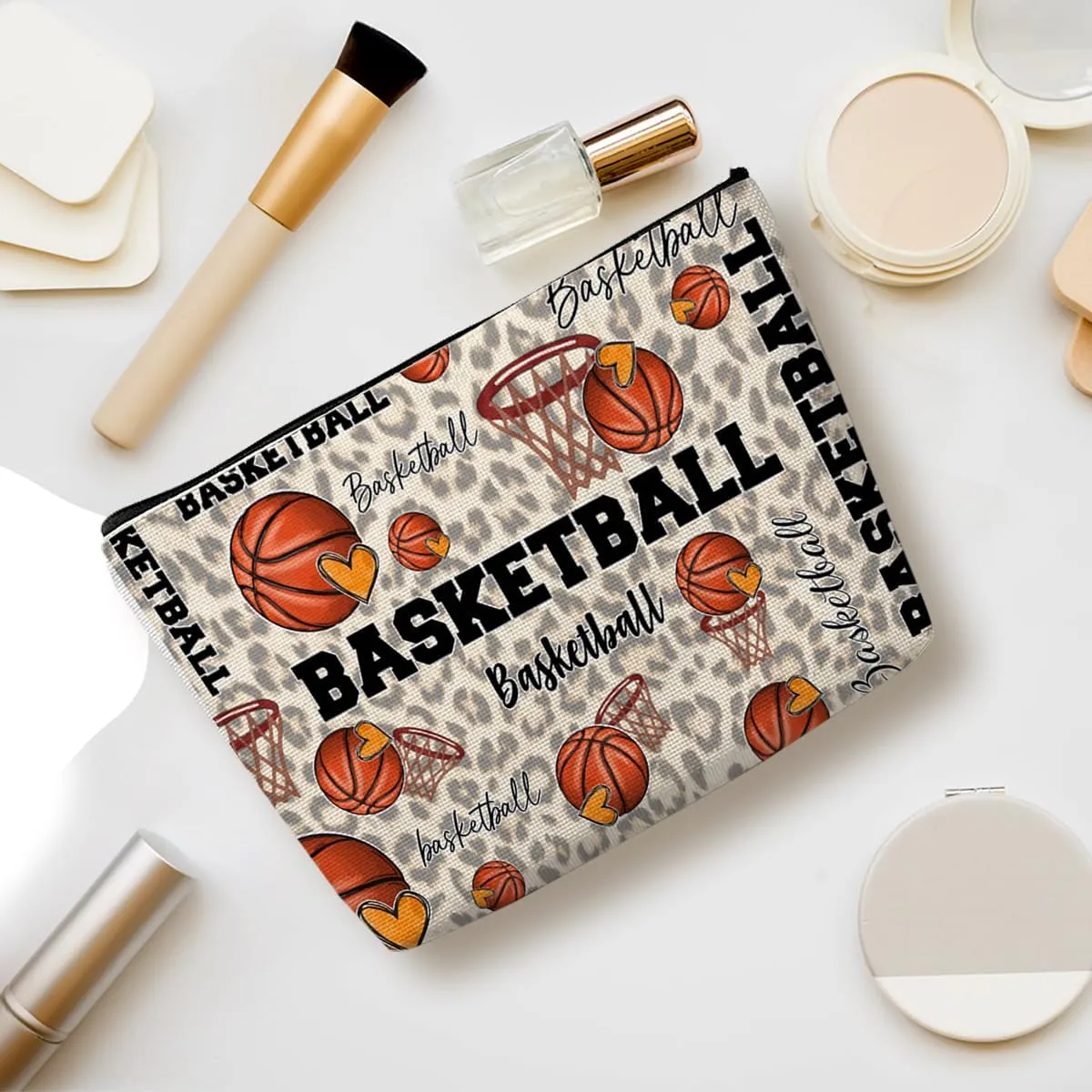 Basketball Gifts Basketball Accessories Stuff Makeup Bag, Basketball Lover Gifts Cosmetic Bag for Women Girls Sport Team Players Coworker Soul Sister Friends Birthday Christmas Friendship Gifts