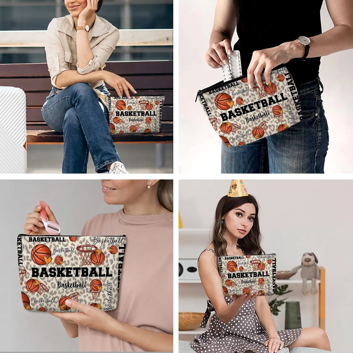 Basketball Gifts Basketball Accessories Stuff Makeup Bag, Basketball Lover Gifts Cosmetic Bag for Women Girls Sport Team Players Coworker Soul Sister Friends Birthday Christmas Friendship Gifts