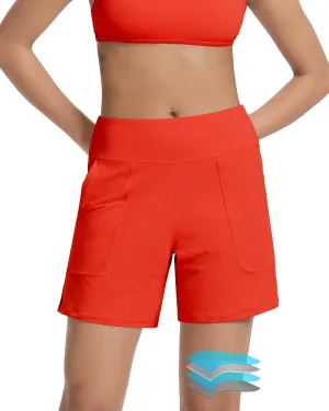 Beautikini Period Swimwear Menstrual Leakproof Swim Bottom 3" High Waisted Bathing Suit Shorts with Pocket for Girl Teens