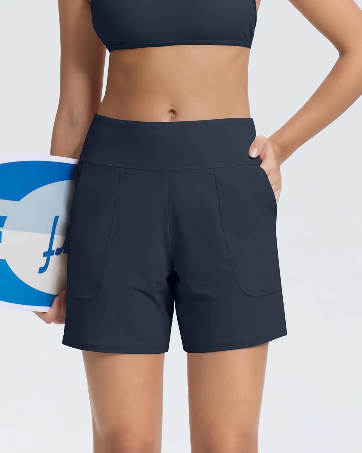 Beautikini Period Swimwear Menstrual Leakproof Swim Bottom 3" High Waisted Bathing Suit Shorts with Pocket for Girl Teens