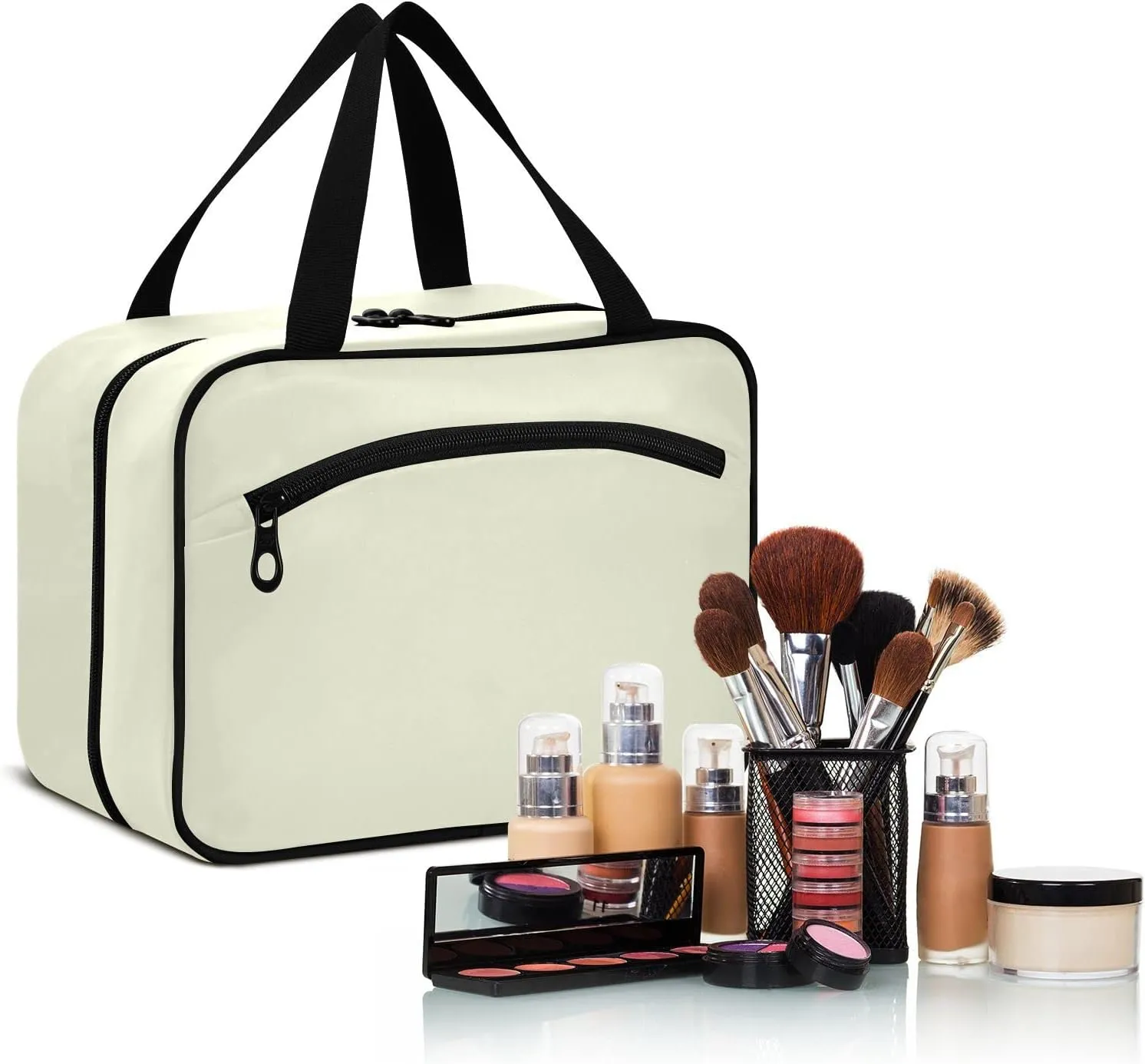 Beige Hanging Toiletry Travel Bag for Women and Men Waterproof Makeup Cosmetic Organizer for Toiletries Accessories L 20806