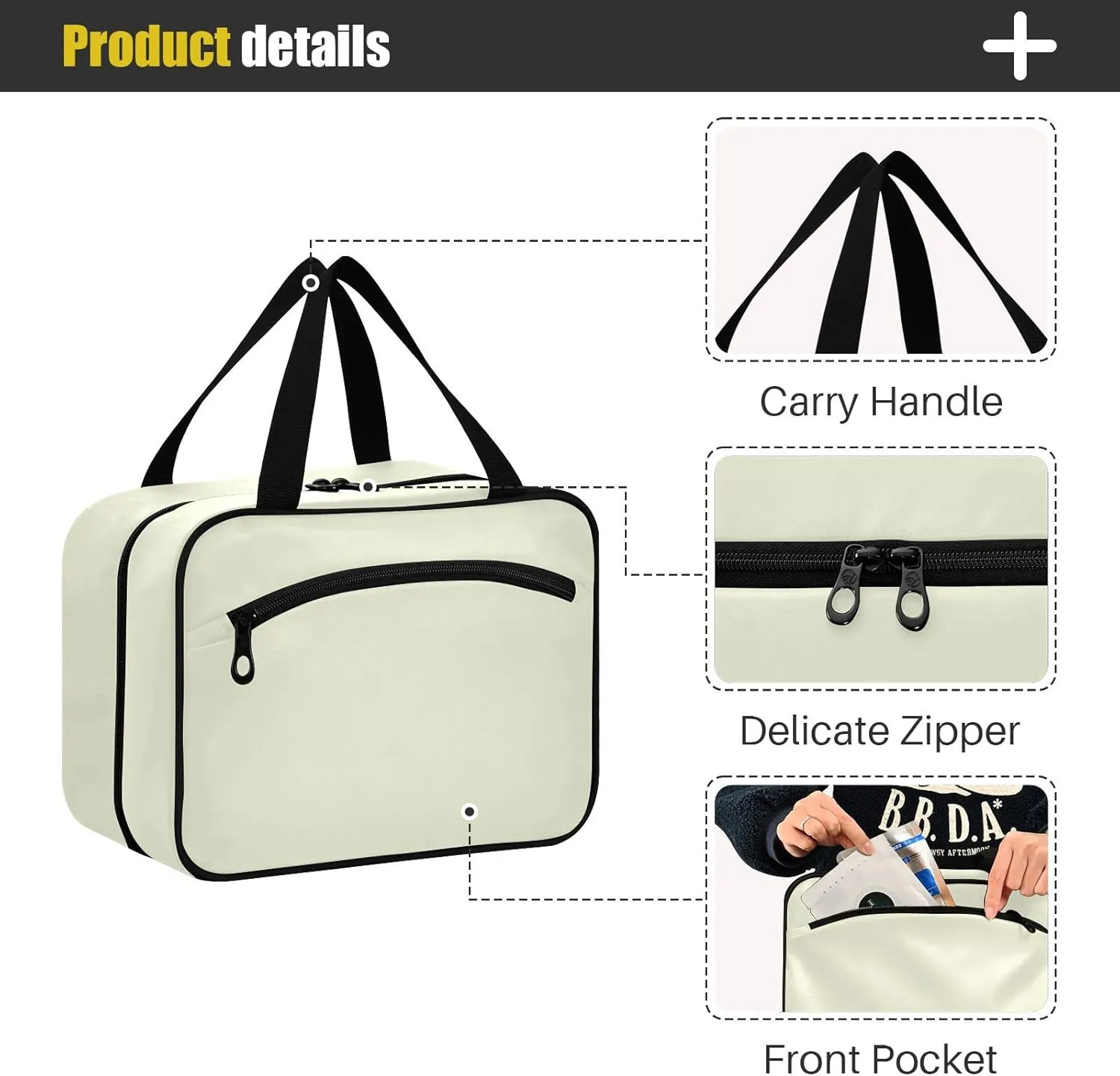Beige Hanging Toiletry Travel Bag for Women and Men Waterproof Makeup Cosmetic Organizer for Toiletries Accessories L 20806
