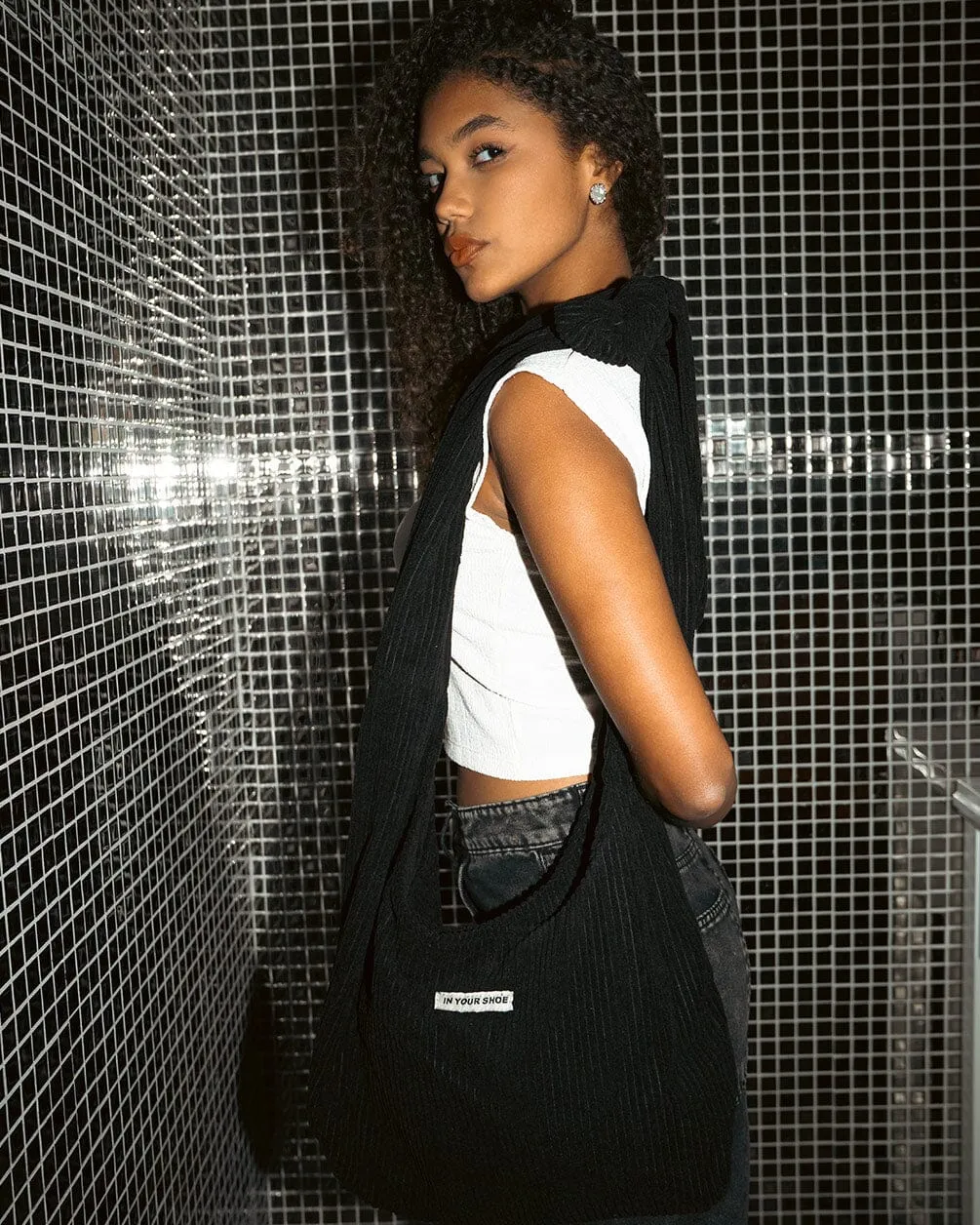 Black Corduroy Bow Bag
