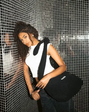 Black Corduroy Bow Bag