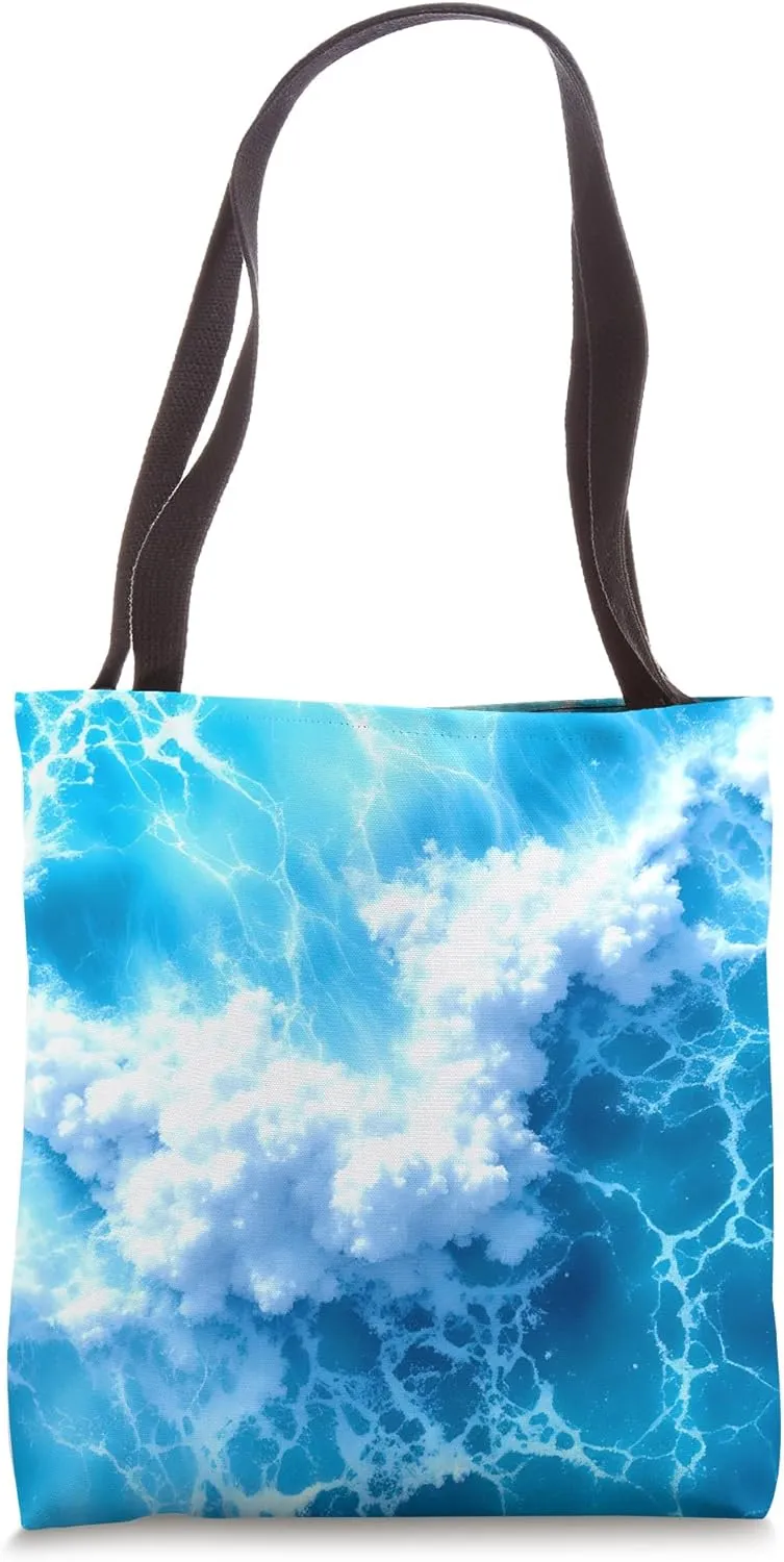 Blue Ocean Waves Summer Sea Coastal Beach Turquoise Aqua Tote Bag