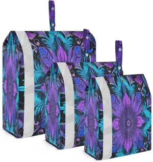 Blue Purple Mandala Flower Compression Packing Cubes Suitcase Organizer Bags Set for Travel Cubes for Travel Accessories