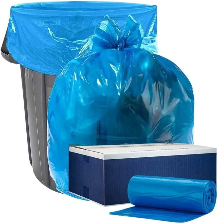 Blue Recyling Bags 38x55 55 Gallon 100/Case 1.2 Mil H-RBL55
