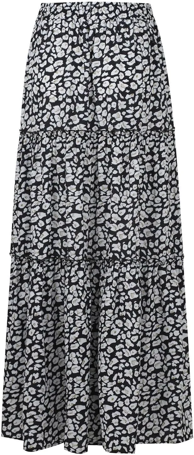 Boho Flowy Skirts for Women Maxi Floral High Waisted Tiered Long Skirts Ladies Casual Bohemian Summer Clothes 2025