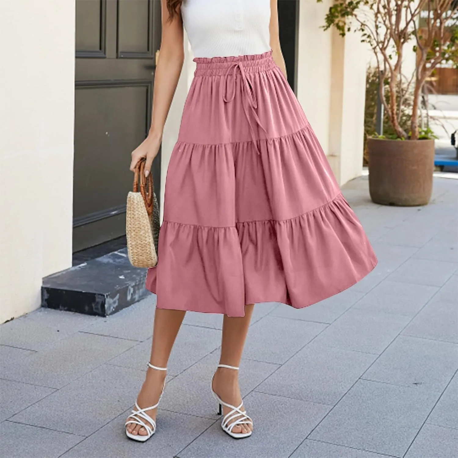 Boho Skirt Maxi Spring Flowy Boho Comfy Tiered Western Midi Skirt