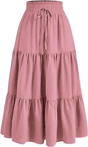 Boho Skirt Maxi Spring Flowy Boho Comfy Tiered Western Midi Skirt