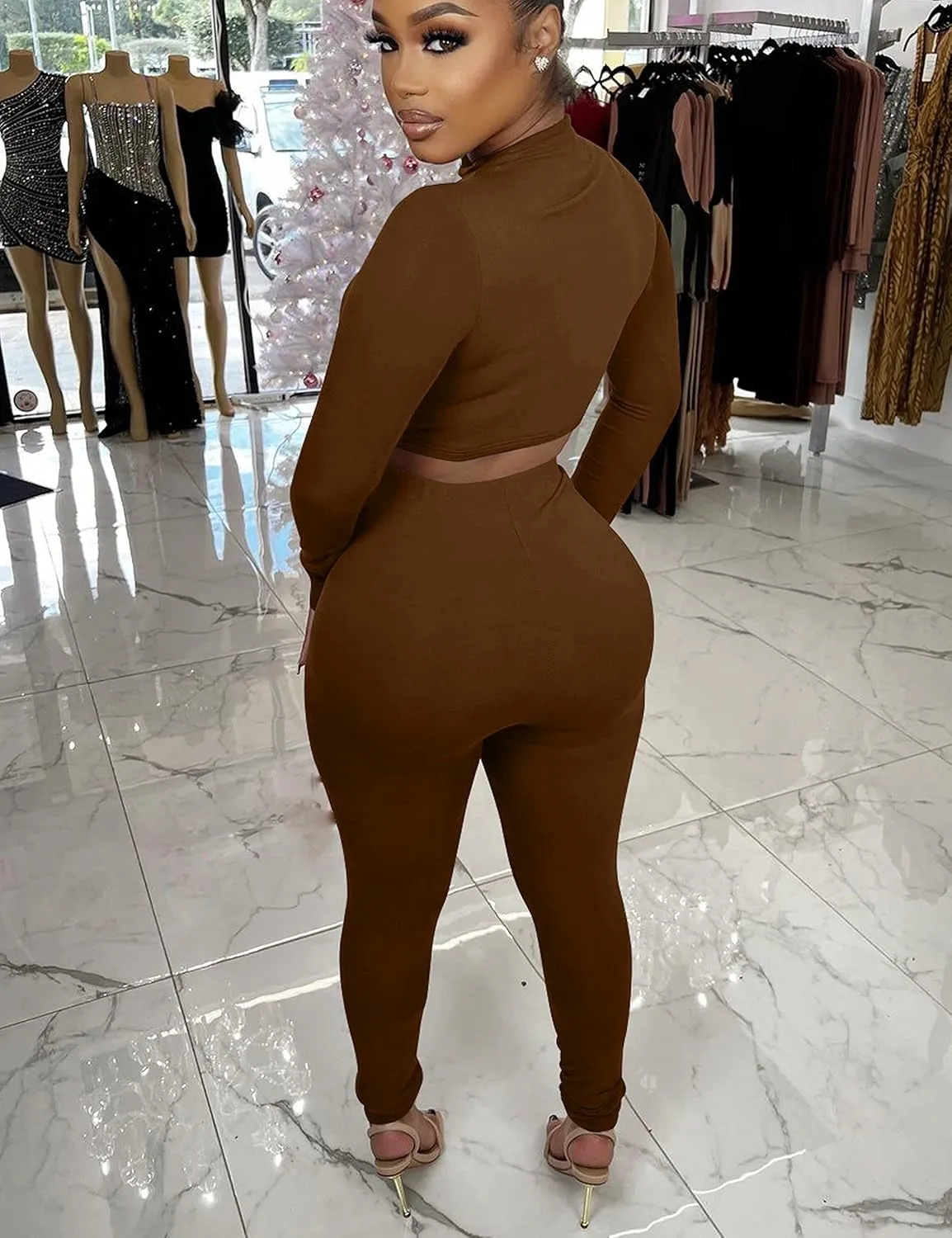 BORIFLORS Women's 2 Piece Outfits Sexy Crop Top Jogger Track Suits Workout Leggings Pants Sets