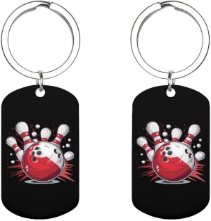 Bowling Ball And Pins Metal Keychains Portable Key Ring for Bag Purse Accessories for Women Men Gifts