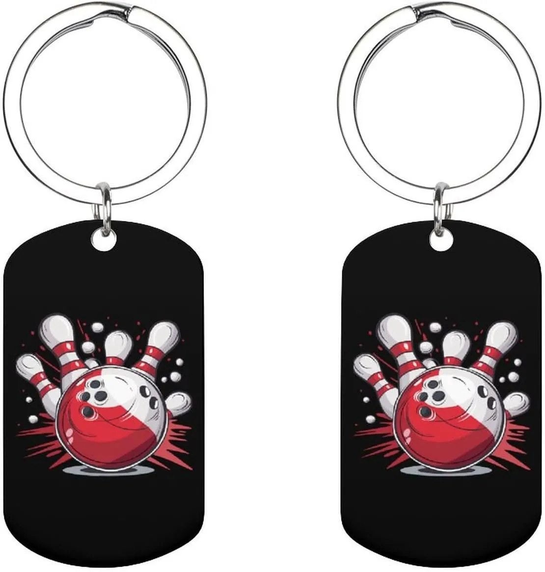 Bowling Ball And Pins Metal Keychains Portable Key Ring for Bag Purse Accessories for Women Men Gifts