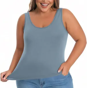 Bra Tank Tops for Women Plus Size Basic Workout Top Camisole Sleeveless Padded Yoga Shirt Modal Scoop Neck Shelf Bras