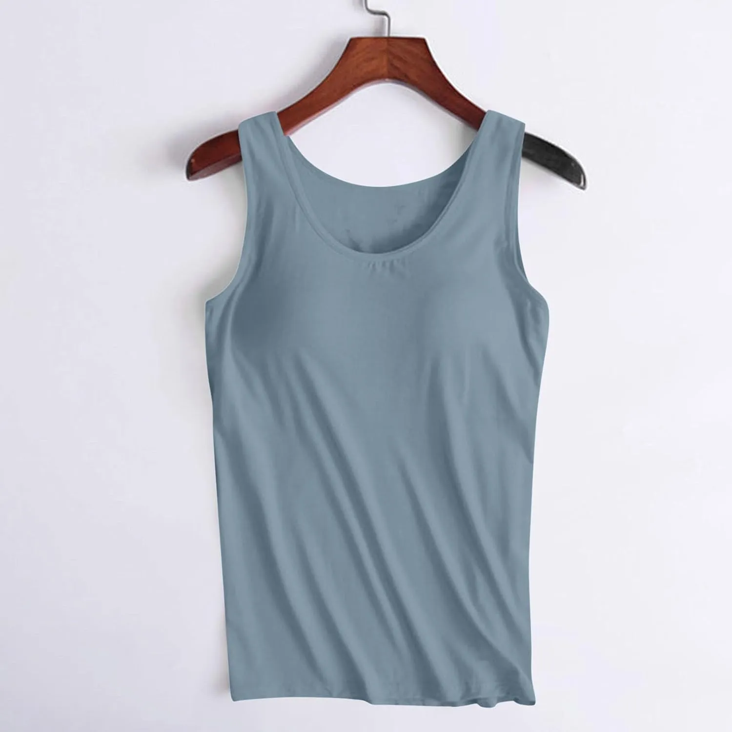 Bra Tank Tops for Women Plus Size Basic Workout Top Camisole Sleeveless Padded Yoga Shirt Modal Scoop Neck Shelf Bras