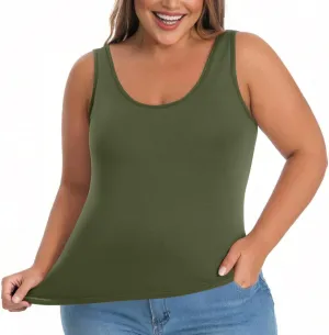 Bra Tank Tops for Women Plus Size Basic Workout Top Camisole Sleeveless Padded Yoga Shirt Modal Scoop Neck Shelf Bras