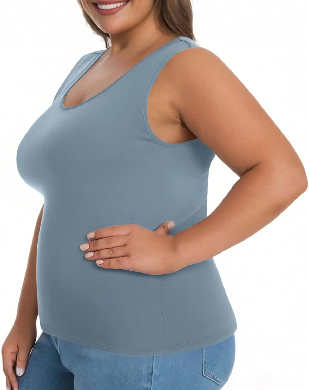 Bra Tank Tops for Women Plus Size Basic Workout Top Camisole Sleeveless Padded Yoga Shirt Modal Scoop Neck Shelf Bras