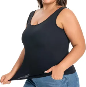 Bra Tank Tops for Women Plus Size Basic Workout Top Camisole Sleeveless Padded Yoga Shirt Modal Scoop Neck Shelf Bras