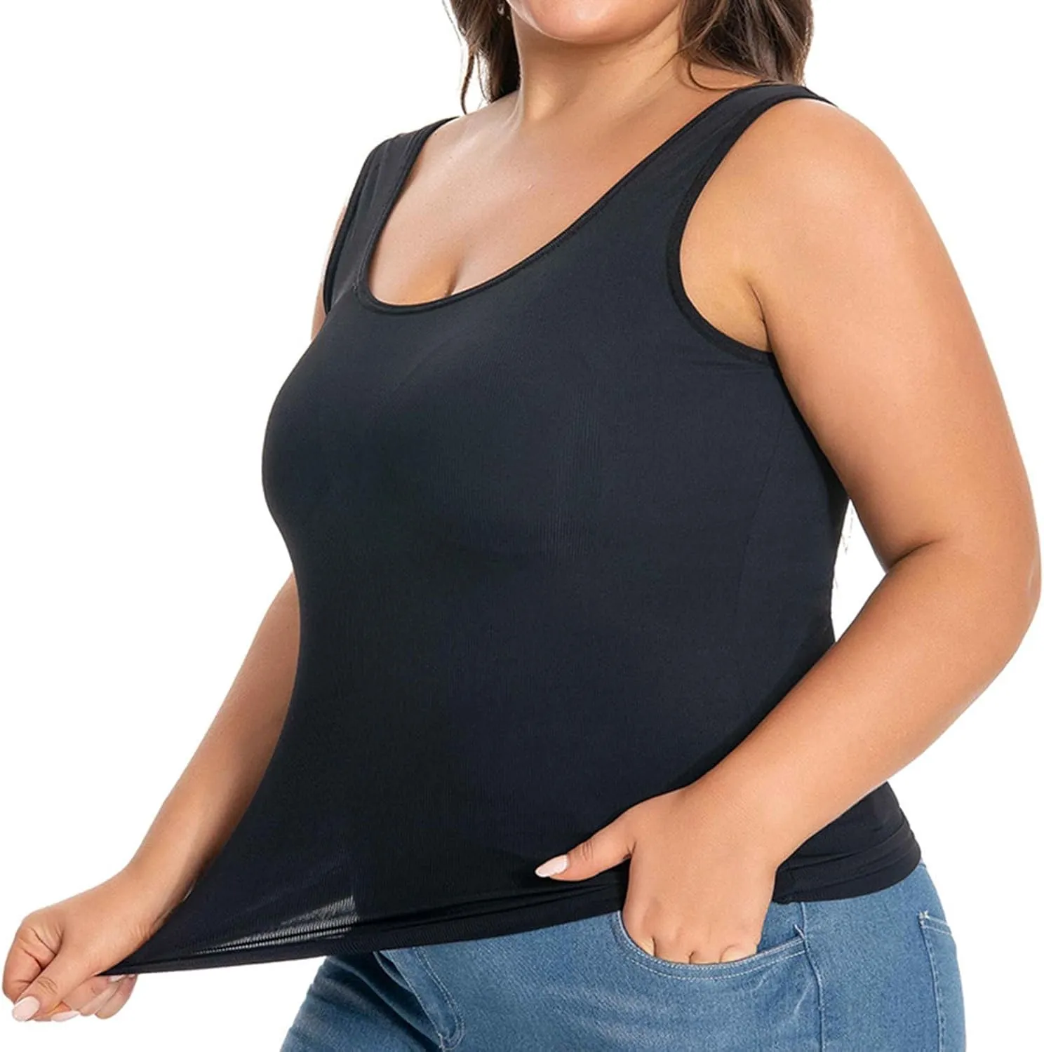 Bra Tank Tops for Women Plus Size Basic Workout Top Camisole Sleeveless Padded Yoga Shirt Modal Scoop Neck Shelf Bras