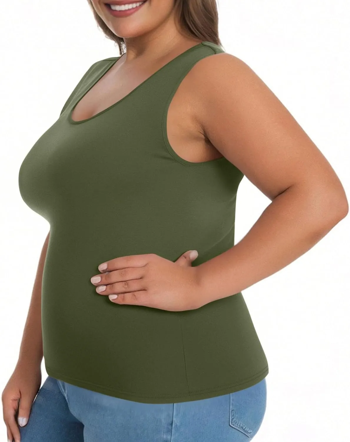 Bra Tank Tops for Women Plus Size Basic Workout Top Camisole Sleeveless Padded Yoga Shirt Modal Scoop Neck Shelf Bras