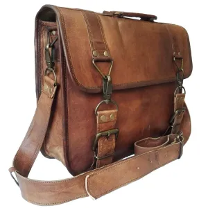 Brown Leather Messenger Bag for Laptop Handmade Briefcase Satchel Mens Crossbody Laptop Bag (11x15 Inches)