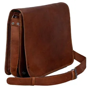 Brown Leather Messenger Bag for Laptop Handmade Briefcase Satchel Mens Crossbody Laptop Bag (9x11 Inches)