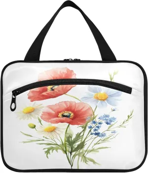 Burbuja Floral Bouquet Travel Toiletry Bag for Women, Hanging Waterproof Toiletry Bag Cosmetic Organizer for Toiletries Accessories, M