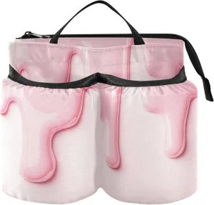 Burbuja Pink Cream Dripping Luggage Cup Holder, Portable Suitcase Drinks Beverage Holder for Flight Attendant, Universal Travel Accessories