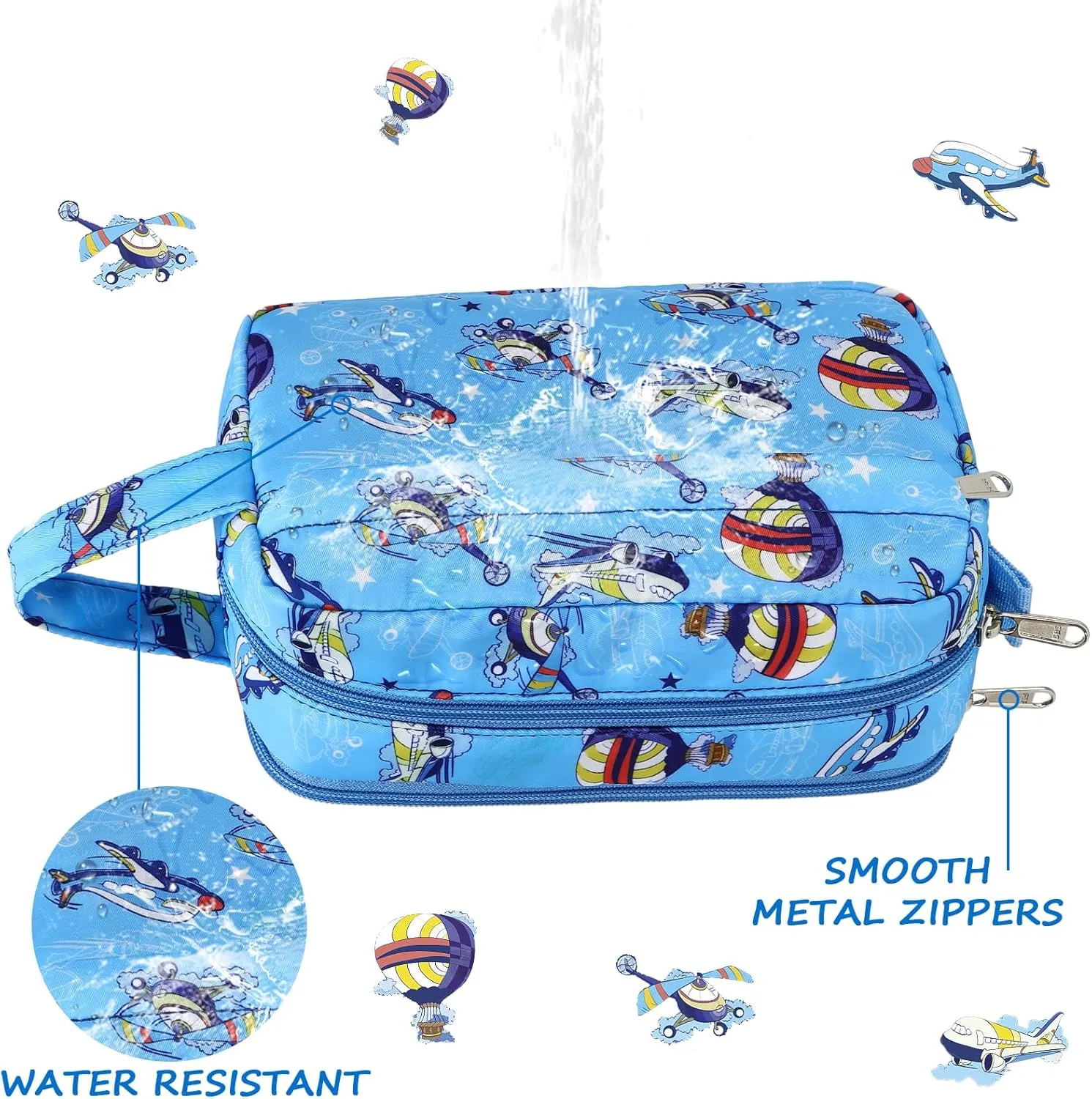 CAMTOP Kids Travel Toiletry Bag Cute Swim Bag for Boys Girls Waterproof for Toiletries Accessories Bathroom Stuff