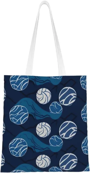 Canvas Tote Bag Aesthetic for Women blue Volleyball Shopping Bags Large Tote Shoulder Bag Reusable Grocery Bags Hobo Bags Casual Handbags Cute Cloth Bags Birthday Gifts