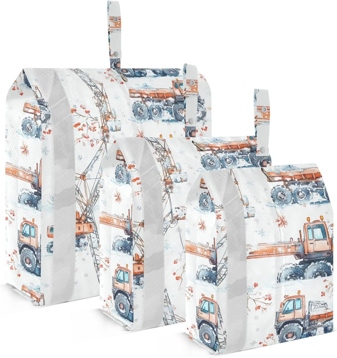 Cartoon Tower Crane Snowflake 3 Set Packing Travel Organizer Reusable Folding Closet Organizer Luggage Bag Travel Accessory