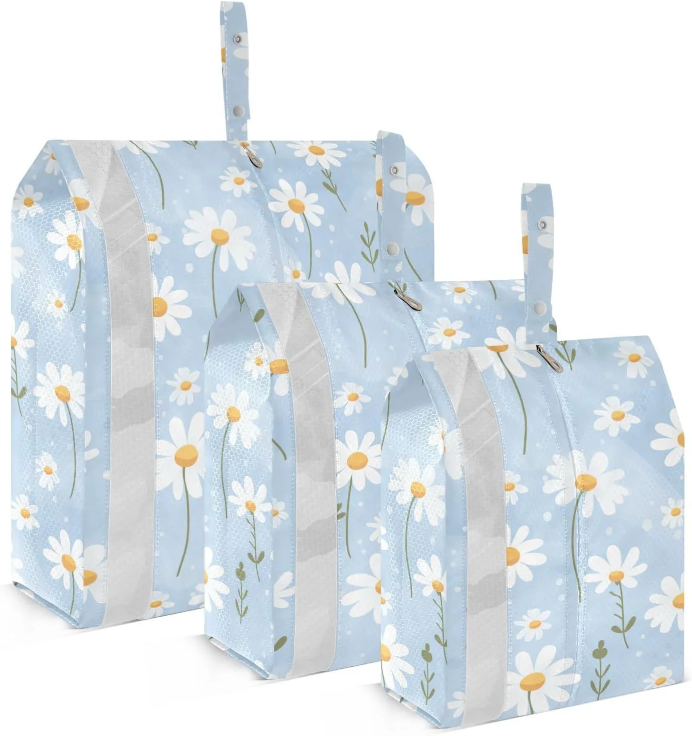 Cartooon Flowers Blue Packing Cubes for Travel 3 Set Large Packing Cubes Luggage Organizer Bags for Travel Accessories