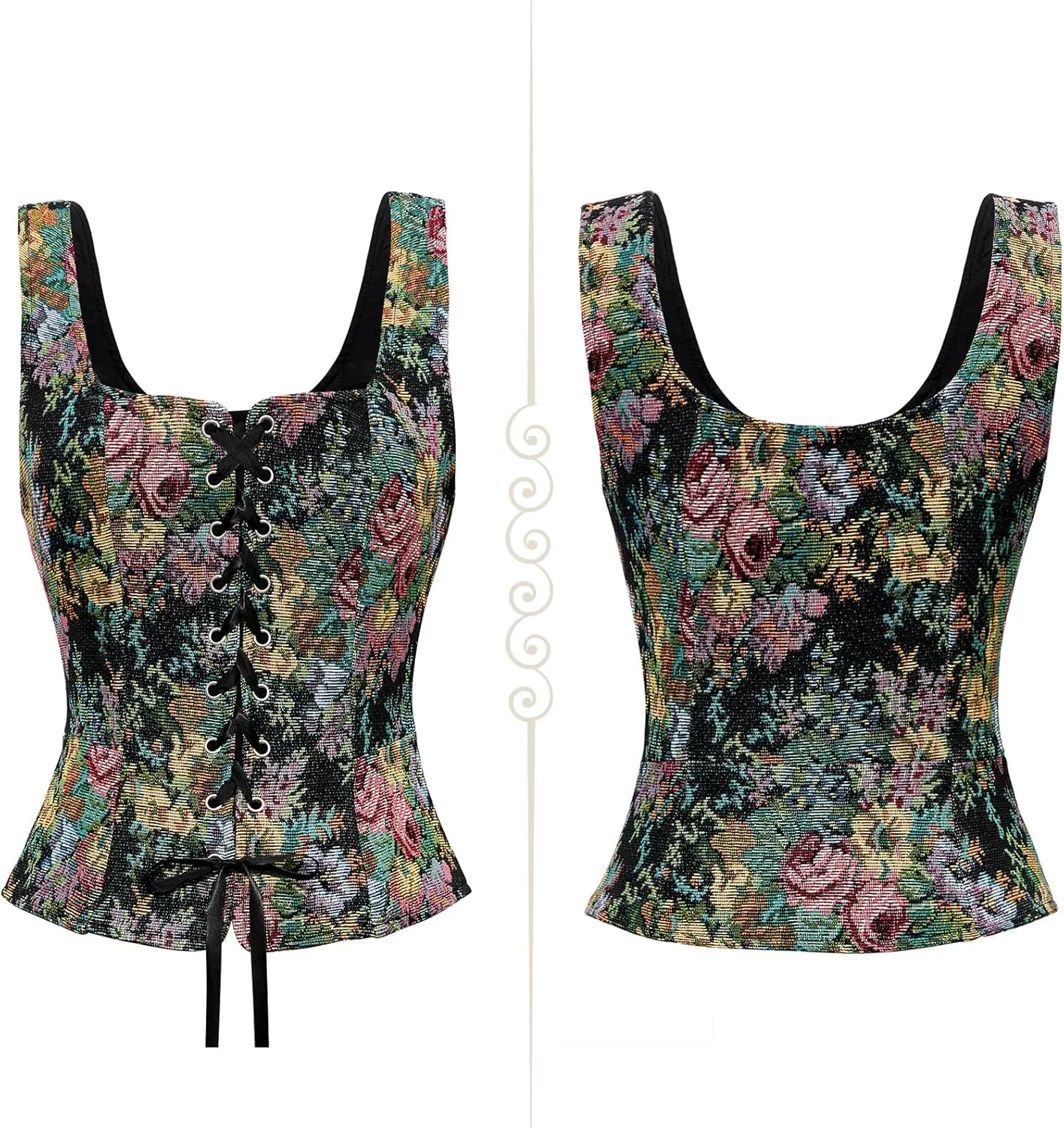 Century Star Renaissance Costume Women Pirate Medieval Viking Floral Corset Top Ren Faire Vest Victorian Plus Size Bodice