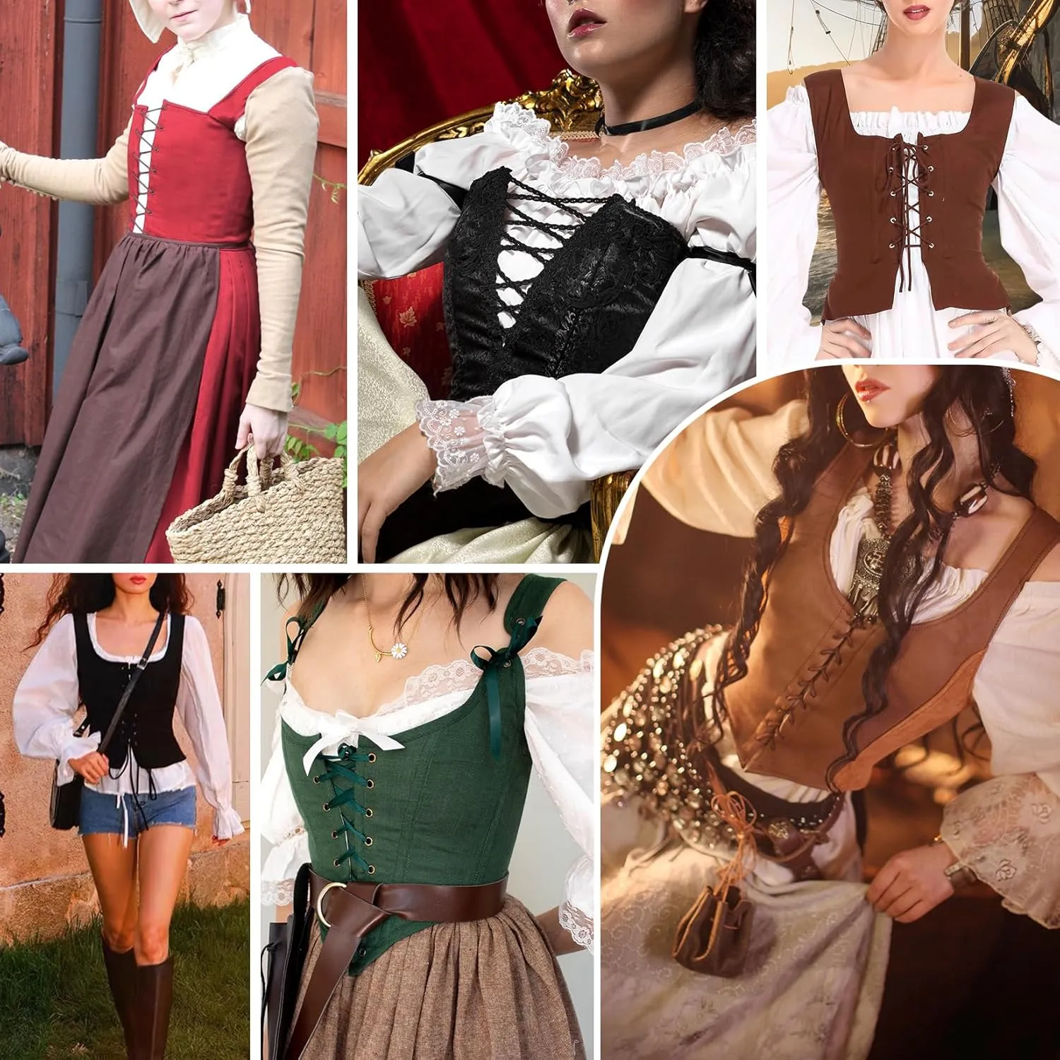Century Star Renaissance Costume Women Pirate Medieval Viking Floral Corset Top Ren Faire Vest Victorian Plus Size Bodice
