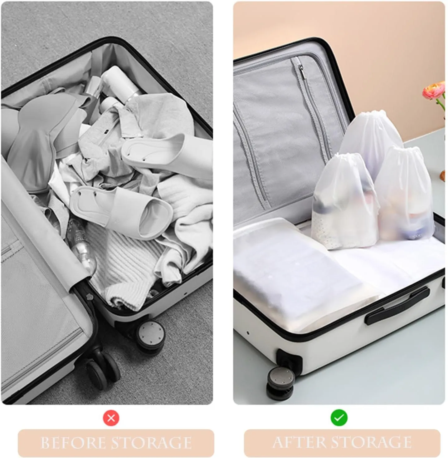 Clear PEVA Drawstring Bags - 16"x20" / 40x50cm (25 Pcs) - Waterproof Nylon Rope Pouches for Travel & Storage