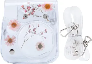 Clear PVC Camera Case Protective Storage Bag with Adjustable Shoulder Strap for DSLR Mirrorless Cameras and Accessories (Pinkish)