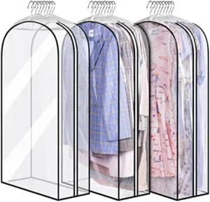 Clothes Cover 3pcs Clear Garment Bags Hanging Clothes Bag for Closet Storage Garment Cover Suit Bags (Color : A, Size : 60 * 153 * 25.5cm)