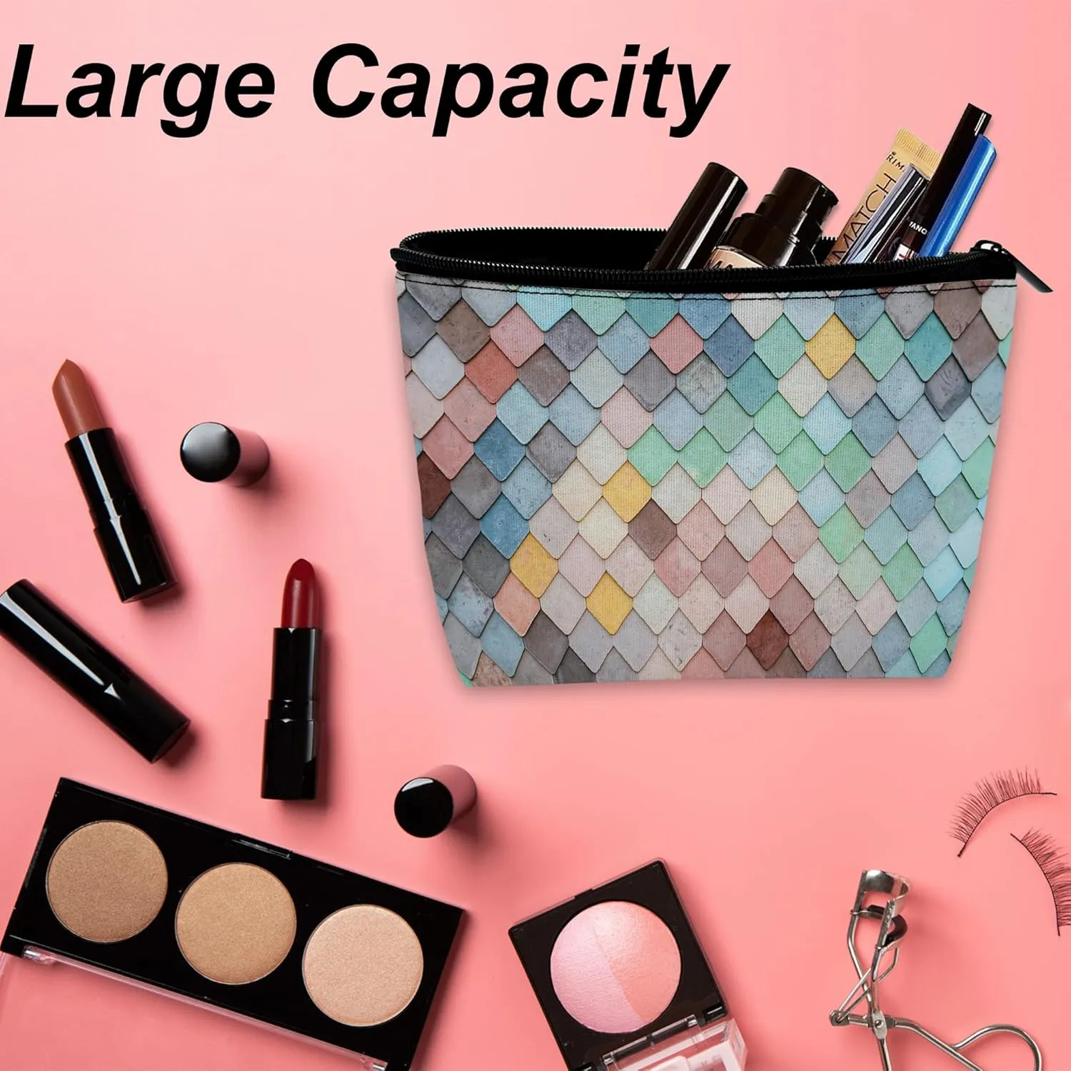 Colorful Sunroof Tiles Makeup Bag for Purse, Waterproof Funny Cosmetic Bag for Women, Zipper Travel Toiletry Pouch Gift 9.55.9 Inch