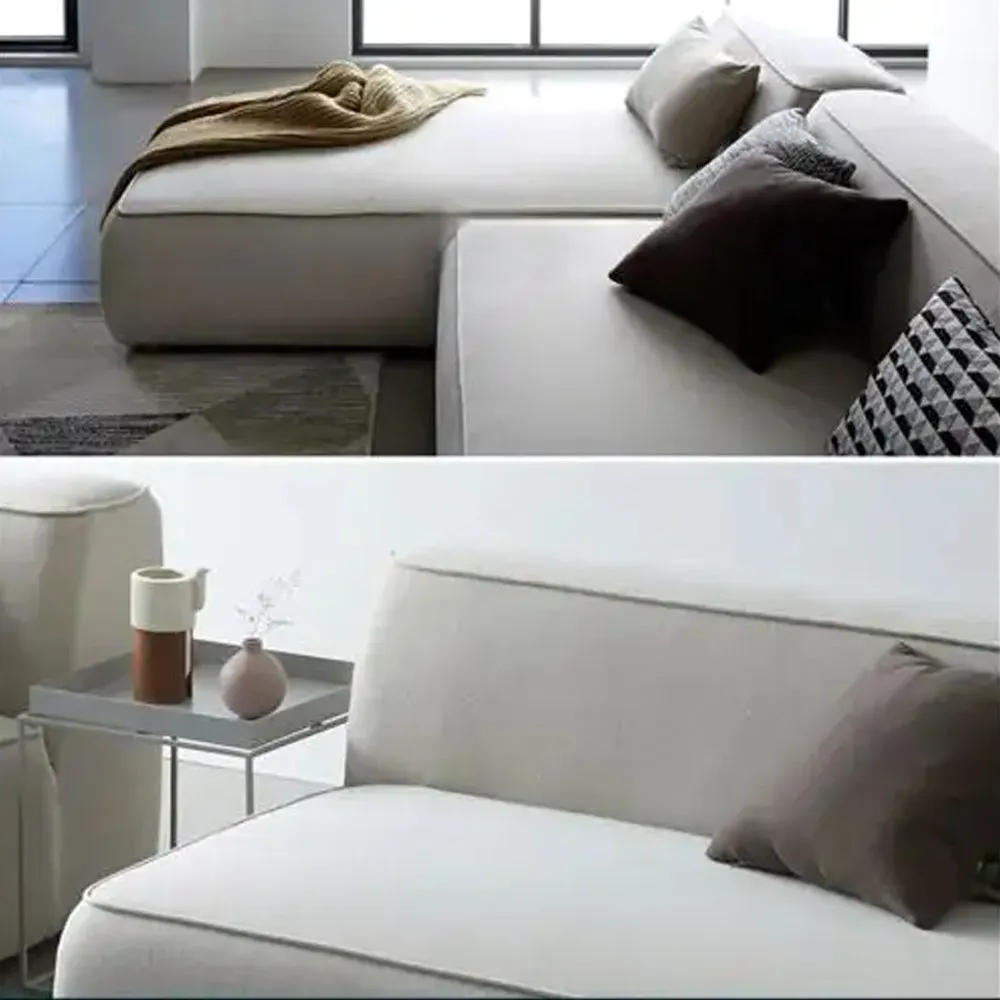 Comfort Max L-Shaped 4 Seater Sofa Velvet Fabric - Light Beige -  L290cm x W178cm x H70cm
