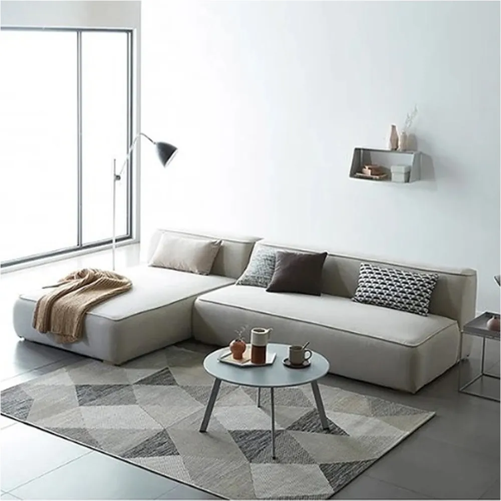 Comfort Max L-Shaped 4 Seater Sofa Velvet Fabric - Light Beige -  L290cm x W178cm x H70cm