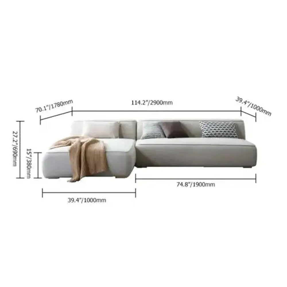 Comfort Max L-Shaped 4 Seater Sofa Velvet Fabric - Light Beige -  L290cm x W178cm x H70cm