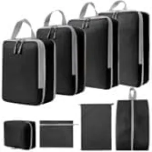 Compression Packing Cubes for Suitcases - Lightweight Travel Organizers for Clothes, Space-Saving Luggage Accessories, Set of 6