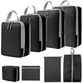 Compression Packing Cubes for Suitcases - Lightweight Travel Organizers for Clothes, Space-Saving Luggage Accessories, Set of 6