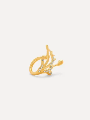 Coral & Gold Drops Ring