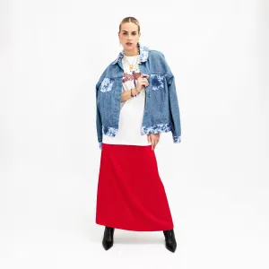 Coral Satin Evelyn Skirt