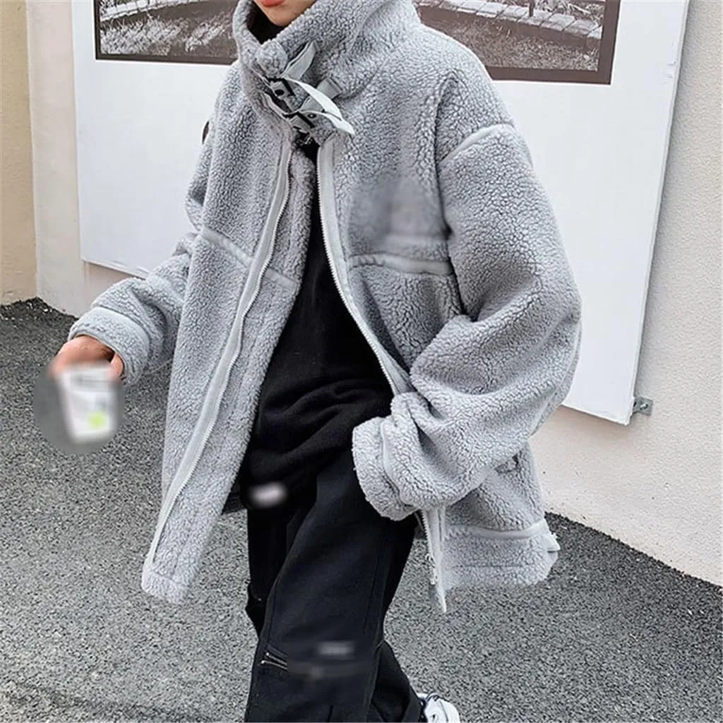 Cotton Clothes Male Winter China-Fashion Loose Design Sense Granular Velvet Cotton-Padded Coat(Medium)
