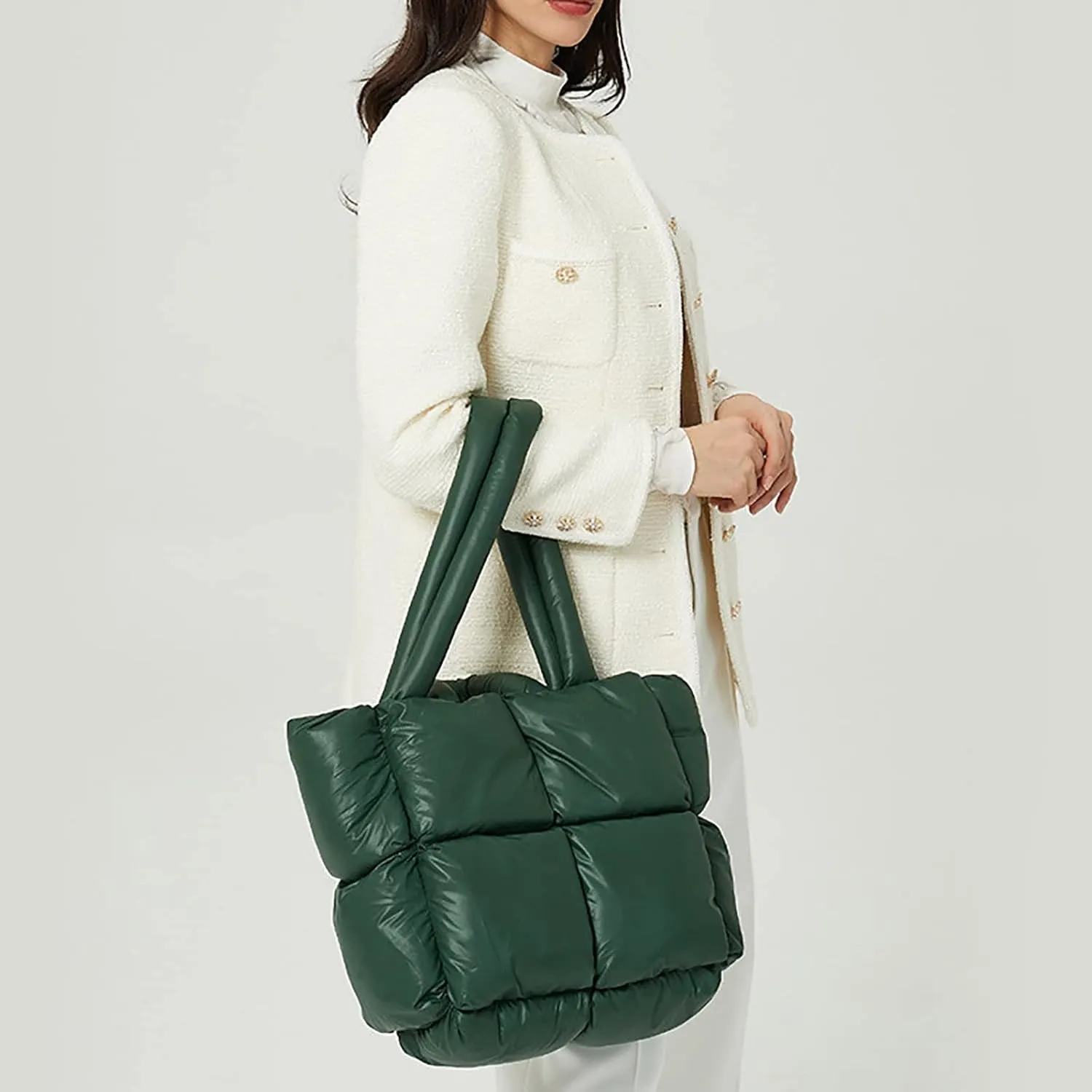 Cross Body Bag For Woman Light Large Quilted Shoulder Bag Carryall Puffer Hobo Bag For Her Friends Travel College F